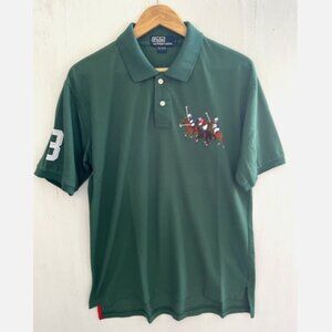 POLO RALPH LAUREN Vintage 90's Green Embroidered Big Pony Polo Shirt Size L